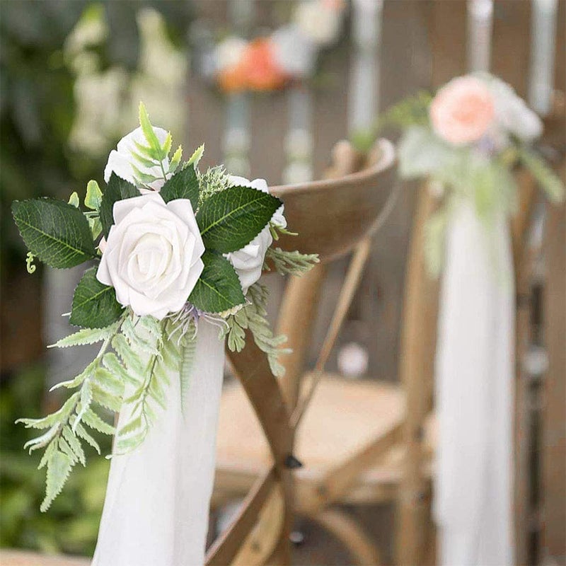 Bodosac Awtlife 50 pcs Artificial Flower Rose and 15 Artificial Leaf for DIY Bouquets Wedding Party Baby Shower Home Decor - Image 3